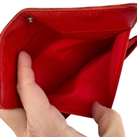 Authentic CHANEL Red Travel Line Leather & Canvas Long Wallet - Picture 11 of 16